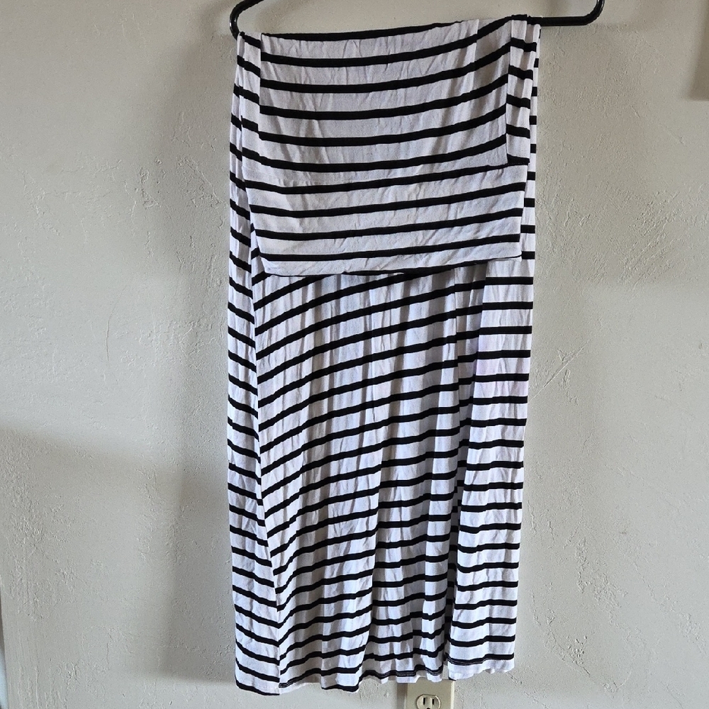 Striped Black and White Women's Maxi Skirt